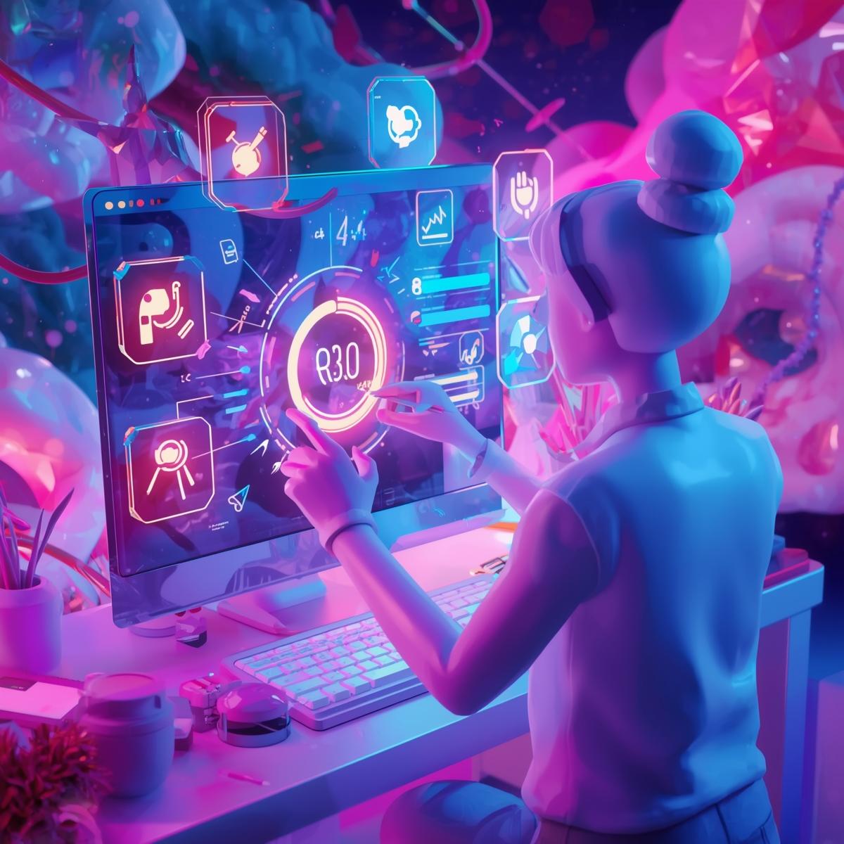 3D modeling student scene in progress